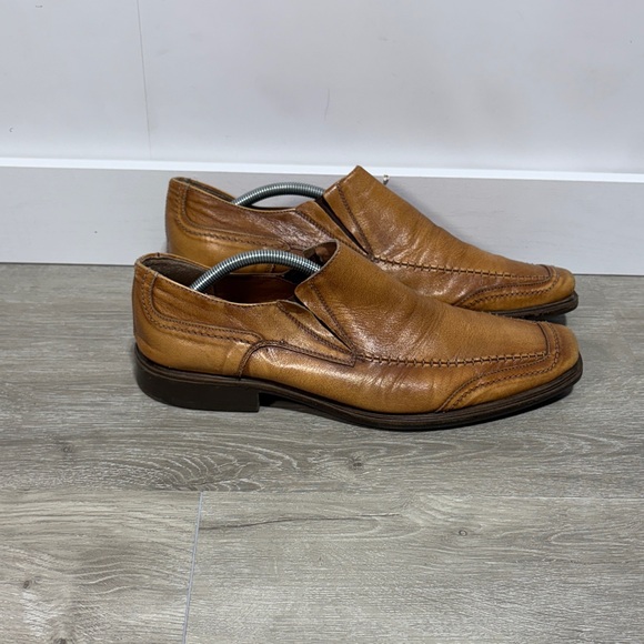 Nicola Benson Other - Nicola Benson Men's Tan Italian Leather Square Toe Slip-On Shoes Size 10.5